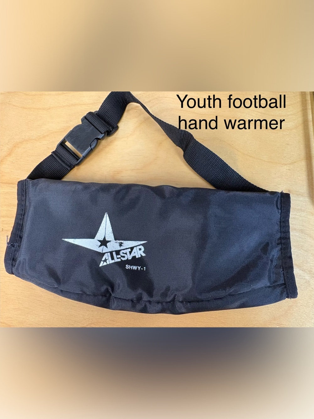 Youth Football Black Hand Warmer w adjustable strap, All-Star